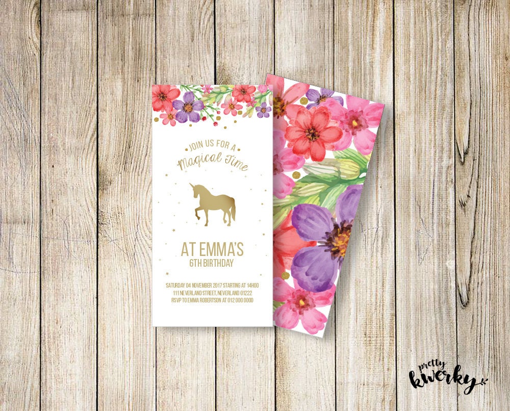 unicorn printable invitation