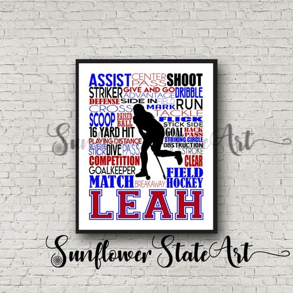 Personalized Field Hockey Gift Field Hockey Poster Field