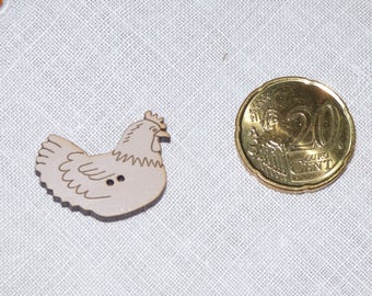 Wooden chicken layer Sepia collar button