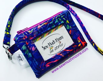 Rainbow Pineapple ID Wallet Lanyard Badge Holder Cash and Coin Purse