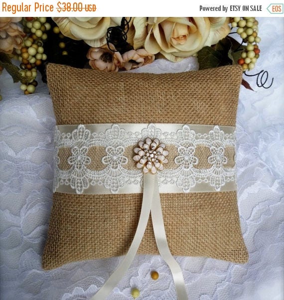 Items similar to SALE Ring pillow Ring bearer pillow Burlap ring