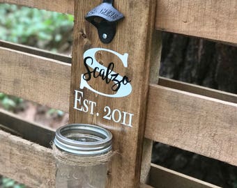 Wooden Bottle Opener - Rustic Beer Bottle Opener - Wall Mounted Beer Bottle Opener - Wedding Gift - Iron Anniversary Gift - Beer Opener
