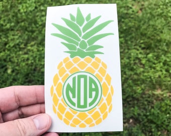 Pineapple Decal | Pineapple Monogram | Monogram Decal | Yeti Cup Decal | Personalized Sticker | Custom Decal | Car Decal | Vinyl Decal