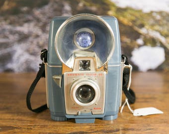 Blue Kodak Brownie 620 Flash Film Camera