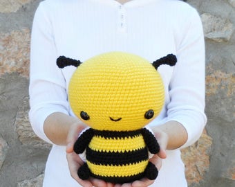 PATTERN: Cuddle-Sized Bumble Bee Amigurumi, Crocheted Honey Bee Pattern, Bee Toy Tutorial, PDF Crochet Pattern