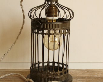 Vintage bird cage lamp