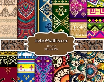 30%OFF Ethnic Digital Paper , Exotic paper pack , Geometric triangles , Ikat Digital Paper Paper 8.5x11 Buy 2 Get 1 FREE