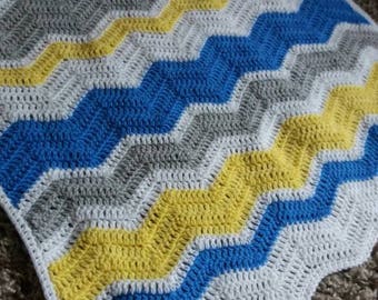 Chevron BABY BLANKET. Handmade crochet blanket