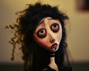 OOAK Art doll bust ETHEL, handmade doll bust, art doll bust, victorian, gothic doll bust, sad doll bust, sculpted, unique, ooak doll bust