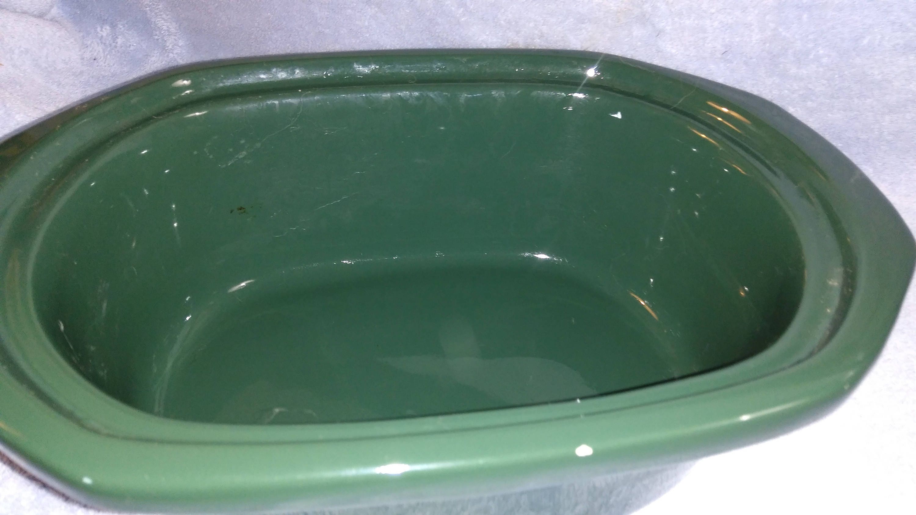 Vintage 4 1/2 Qt Replacement Dark Forest Green Oblong Crock Pot Insert