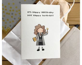 Hermione Birthday Card // hermione, harry potter birthday card, harry potter card, harry potter birthday gift, funny Harry Potter card, hp