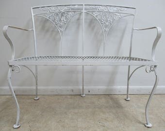 Vintage Metal Woodard Outdoor Patio Porch Bench Settee