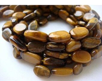 ON SALE 50% Wholesale Tigers Eye Lot - Tigers Eye Oval Nuggets - Approx 9mm - 3 Strands - 14 Inches Each