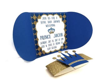 Royal Prince Blue and Gold Baby Shower Invitations, Royal Prince Baby Shower Invitations, Royal Prince Invitations, Royal Prince Baby Shower