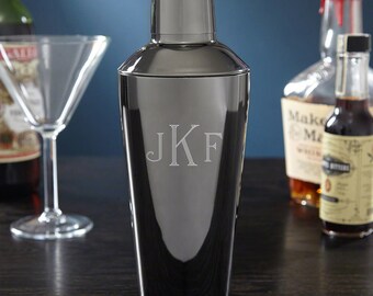Classic Monogram Gunmetal Cocktail Shaker - Gifts for Anniversary Birthday and More - Engraved Gift