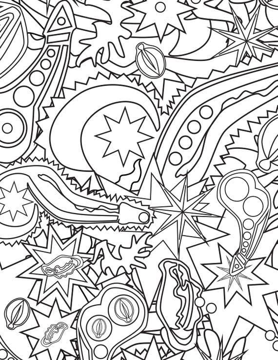 Adult Naughty Coloring Page Abstract Geometric Pop Art Penis