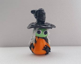 Lampwork Witch - Witch Bead - Glass Witch - Halloween Beads - Spider Bead - Halloween Glass Beads - Handmade Beads - Lampwork Glass -UK Made