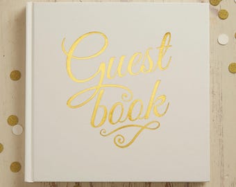 Ivory and Gold Foil Guest Book, Gold Guest Book, Ivory Guest Book, Wedding Guest Book, Baby Shower Guest Book, Hen Party, Party Guest Book