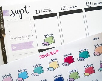 Early Night Planner Stickers for Erin Condren, Happy Planner, Kikki K and more (TP216)