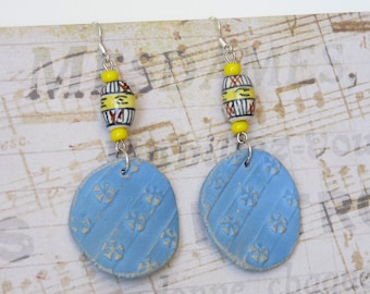 Boho Earrings, Gypsy Earrings, Ethnic Earrings, Rustic Ceramic Earrings, Maya Jewelry, Inca Jewelry, Dangle Earrings, Handmade Jewelry