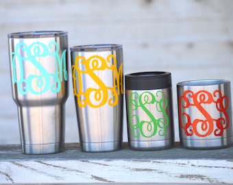 Monogram Decal - glitter rtic decal - Yeti decal glitter - glitter monogram - yeti decal for women - ozark tumbler decals