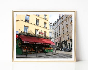 Amélie Fruit Market Print. Montmartre Paris Photo. French Wall Art. Paris Street Scene. Au Marche de la Butte. Paris Home Decor.