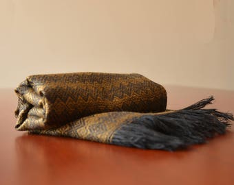 Soft Diamond Patterned Cotton Scarf, Lightweight Scarf, Handwoven Cotton Scarf, Ecuadorian Scarf, Soft Scarf, Fringe Scarf, Versatile Scarf