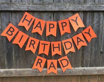 Happy Birthday banner. Happy Birthday banner personalized. Boy Birthday banner. Orange and black banner. Halloween birthday banner.
