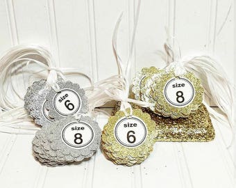 Glitter Flip Flop Size Tags - Available in a Variety of Colors