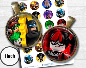 Lego Batman - Digital Collage Sheet 1" inch 25mm Bottlecap Printable Download for pendants magnets cupcake toppers birthday