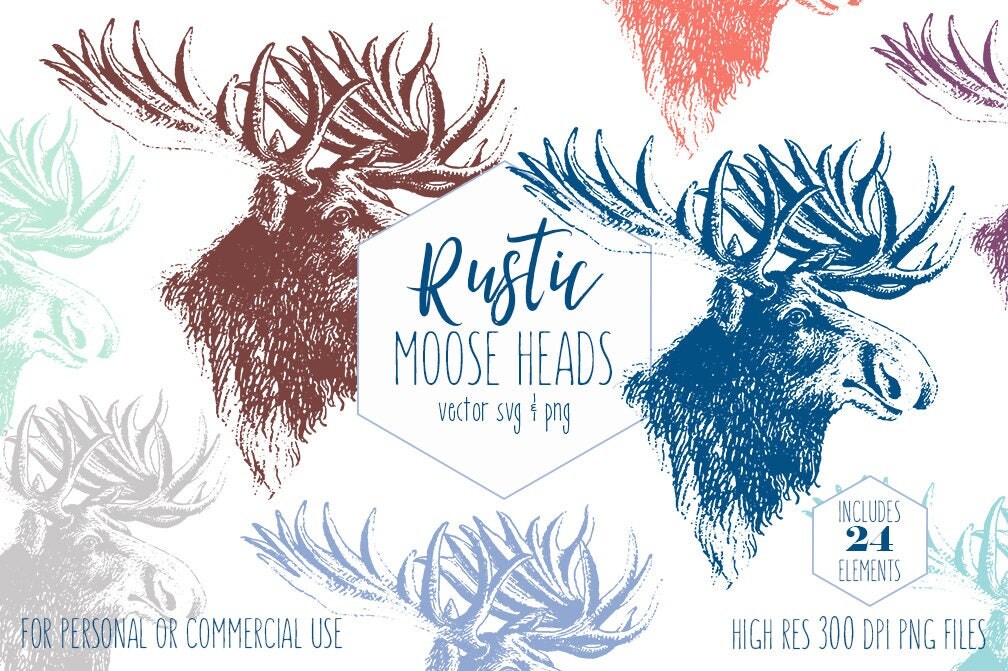 RUSTIC MOOSE HEAD Clipart For Commercial Use Woodland Animal Clip Art Deer Antlers Forest Elk Images Nature Vector Digital Graphics Svg RUSTIC MOOSE HEAD Clipart For Commercial Use Woodland Animal Clip Art Deer Antlers Forest Elk Images Nature Vector Digital Graphics Svg
