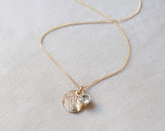 Gold Plated Chain Necklace, Pendant Necklace, Charm Necklace, Gold Plated Necklace Rhinestone Pendant, Delicate Fine Chain, Dainty Necklace