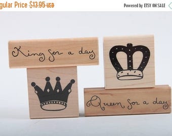 King for a Day, Queen for a Day, Crowns, Stamp Set, Vintage, Shapes, Letters, Scrapbooking, Card Making, Message ~ 160917
