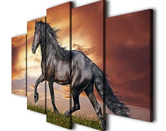 Black horse art | Etsy