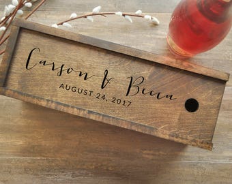 Wine Box, Dark Wood Wine Box, Walnut, Personalized Wine Box, Wedding Wine Box, Ceremony Wine Box, Anniversary Wine Box, Custom Engraved Wine
