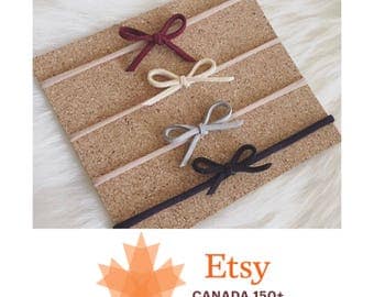 EtsyCA150+ SALE! Set of four nylon baby headbands - suede lace - genuine - burgundy, beige,grey, black -one size fits all - small bows