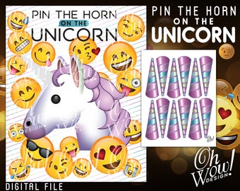 Pin the Horn on the Unicorn Emoji: Digital File