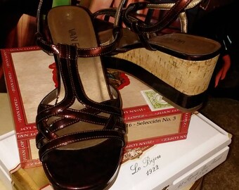 Vaneli Patent Leather Wedge Sandal