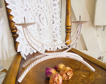 Candle holders set of 2 Shabby Chic candle holder pink metal unique