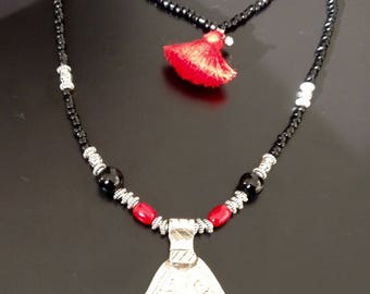 TIBETAN SILVER, CORAL NECKLACE AND HANDMADE