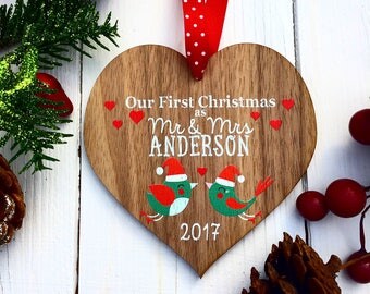 Our first Christmas ornament, First Christmas as Mr and Mrs, Couples Christmas ornament, Couples gift, Married Christmas decoration 11CD