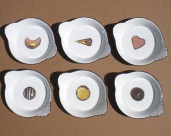 Set of six dishes four ears, chocolate decorations