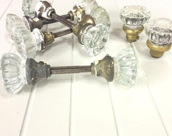 SALE Vintage Hardware Antique mercury 12 point glass door knobs