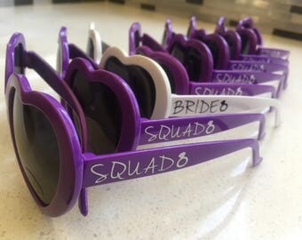 Heart Sunglasses Personalized Bachelorette Party, Party Favors, Wedding Party Sunglasses. Heart Shaped.