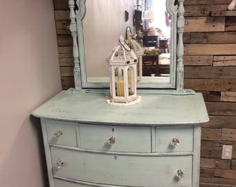 Vintage handpainted dresser and mirror