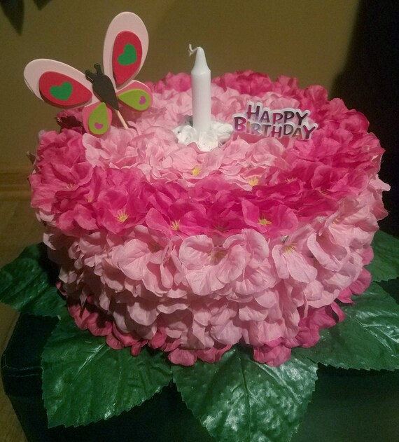 Silk flower Birthday Cake grave decoration