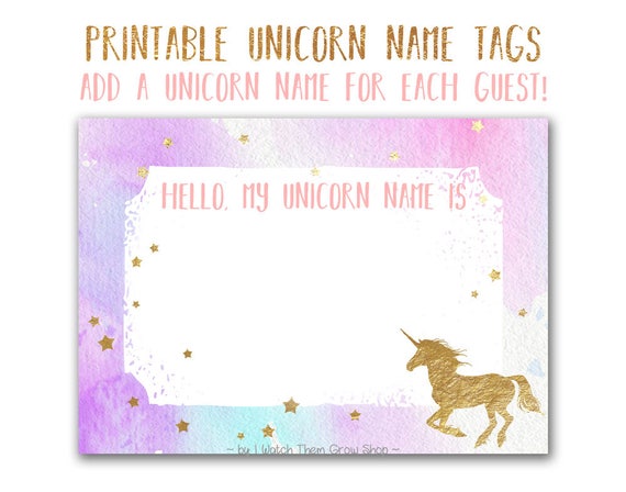 Unicorn Name Tags Printable Unicorn Name Stickers Unicorn