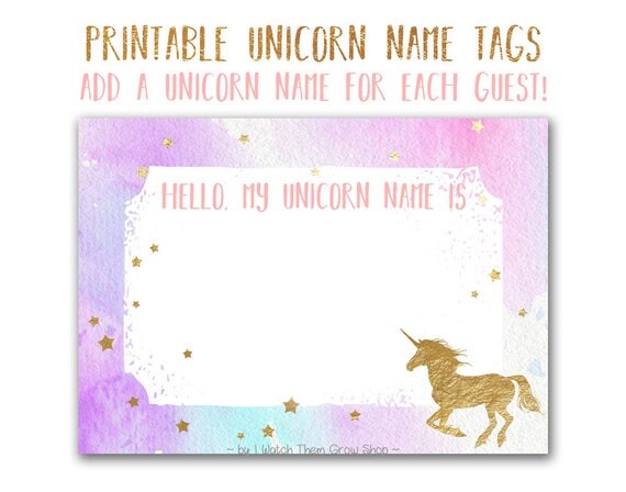 Unicorn Name Tags Printable Unicorn Name Stickers Unicorn