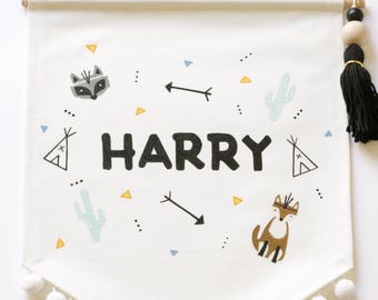 Custom Hand Painted Fabric Name Banner