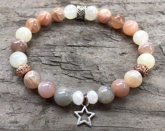 Star with Peach Moonstone bracelet